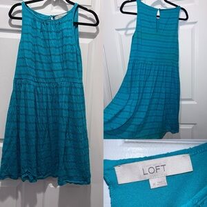 LOFT Ann Taylor teal eyelet dress. Lined. Lightly worn. Medium.